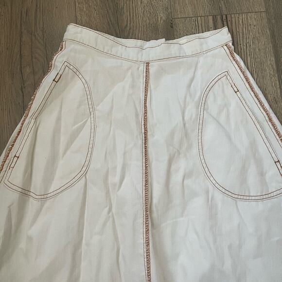 Maeve Anthropologie Parkland Denim A-Line Midi Skirt Cream Size 0 - Picture 6 of 9